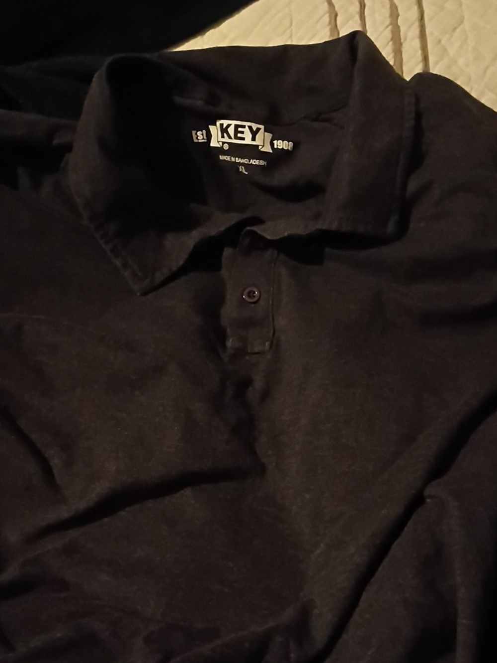 KEY Men's Black Polo Shirt - Classic Collared Knit X-large, Never Worn, Soft